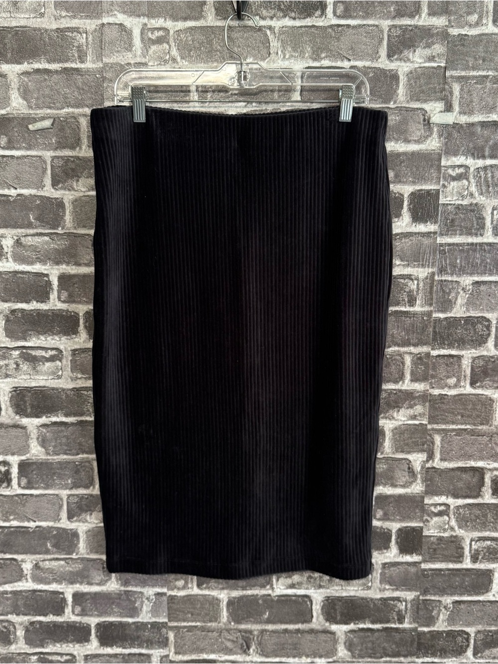 J. Jill velour ribbed midi skirt black back slit